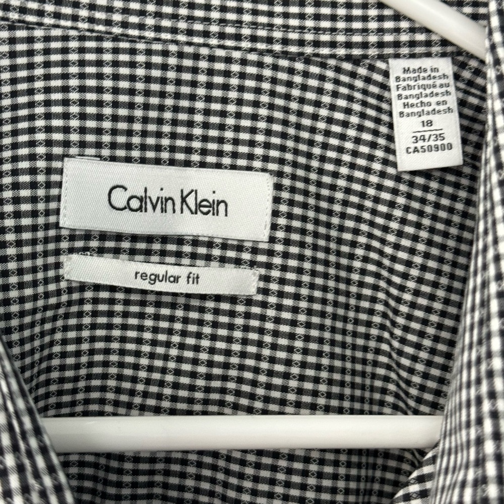 Calvin Klein Black and White Dress Shirt Timeless Gingham